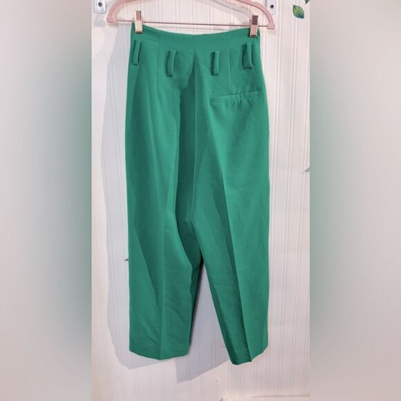 Chrissy Teigen X REVOLVE Sierra Paper Bag Cropped Wide Leg Pants Green Sz. XS - Picture 4 of 5